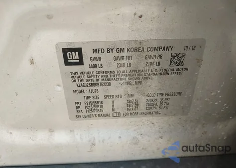 2019 Buick Encore Awd Sport Touring z USA, uszkodzony, nr VIN KL4CJ2SB8KB762238